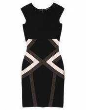 Guess By Marciano Womens Abstract Pattern Sheath Dress Size 3 XS Black Desi CL19