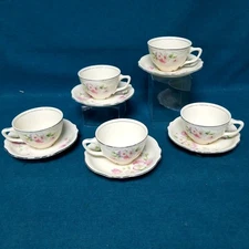 5 Sets VTG Homer Laughlin Virginia Rose Tea Cups + Saucers