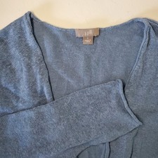 J.Jill Women's Blue Knit Cardigan Long Sleeve Open Front Linen Blend Size L
