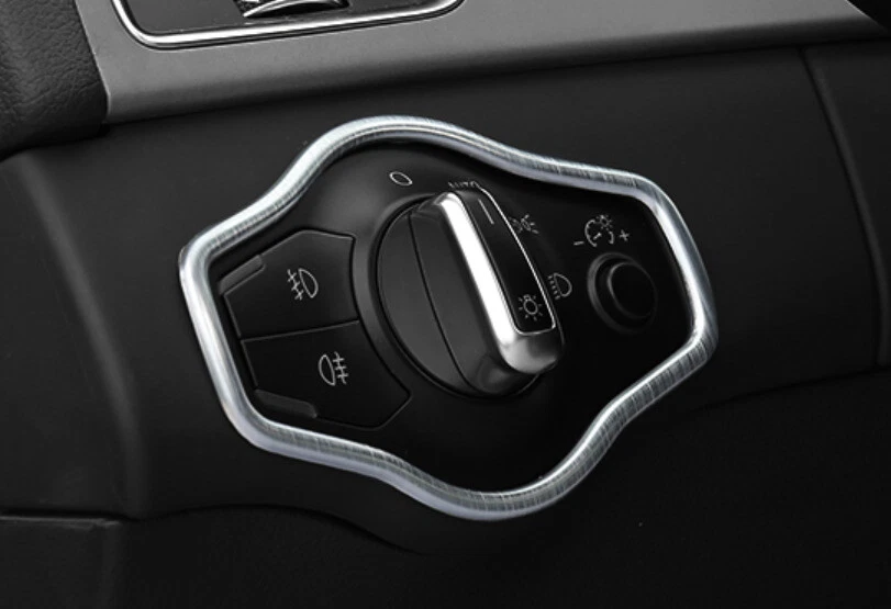 Ajuste para Audi A4 A5 2009-2016 Plateado Titanio Faro Botón Marco Cubierta Borde Foto 4 de 4