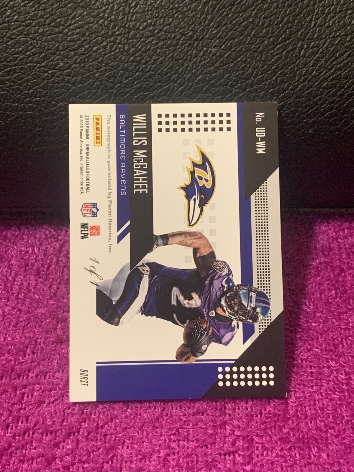 2018 PANINI UNPARALLELED FOOTBALL UNDENIABLE WILLIS MCGAHEE AUTO BURST SP# 1/1 view 7