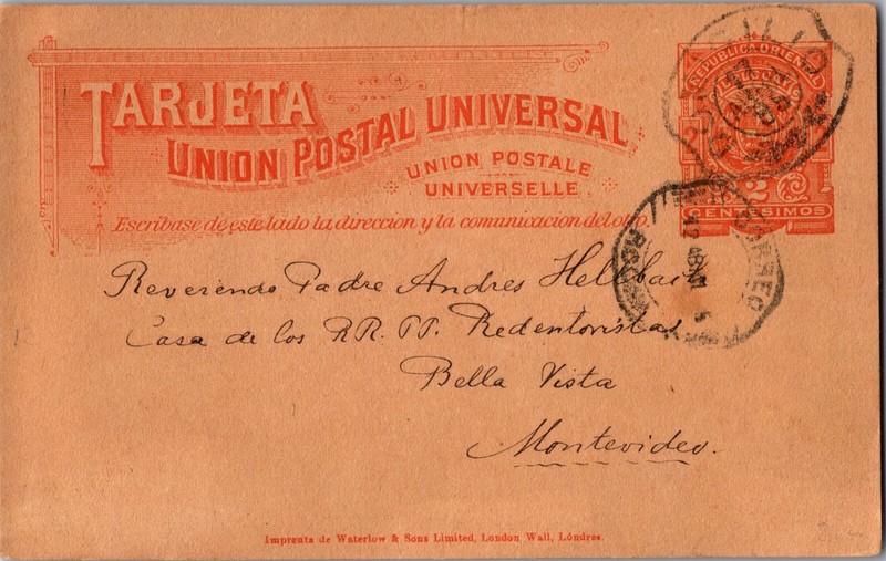 1895 Uruguay Postal stationery postcard Local use Cover To Montevideo