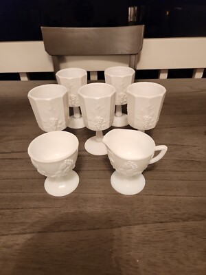 8 Piece Vintage Milk Glass Set