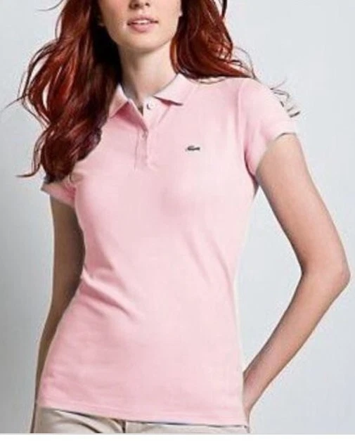 Pink lacoste polo womens sales