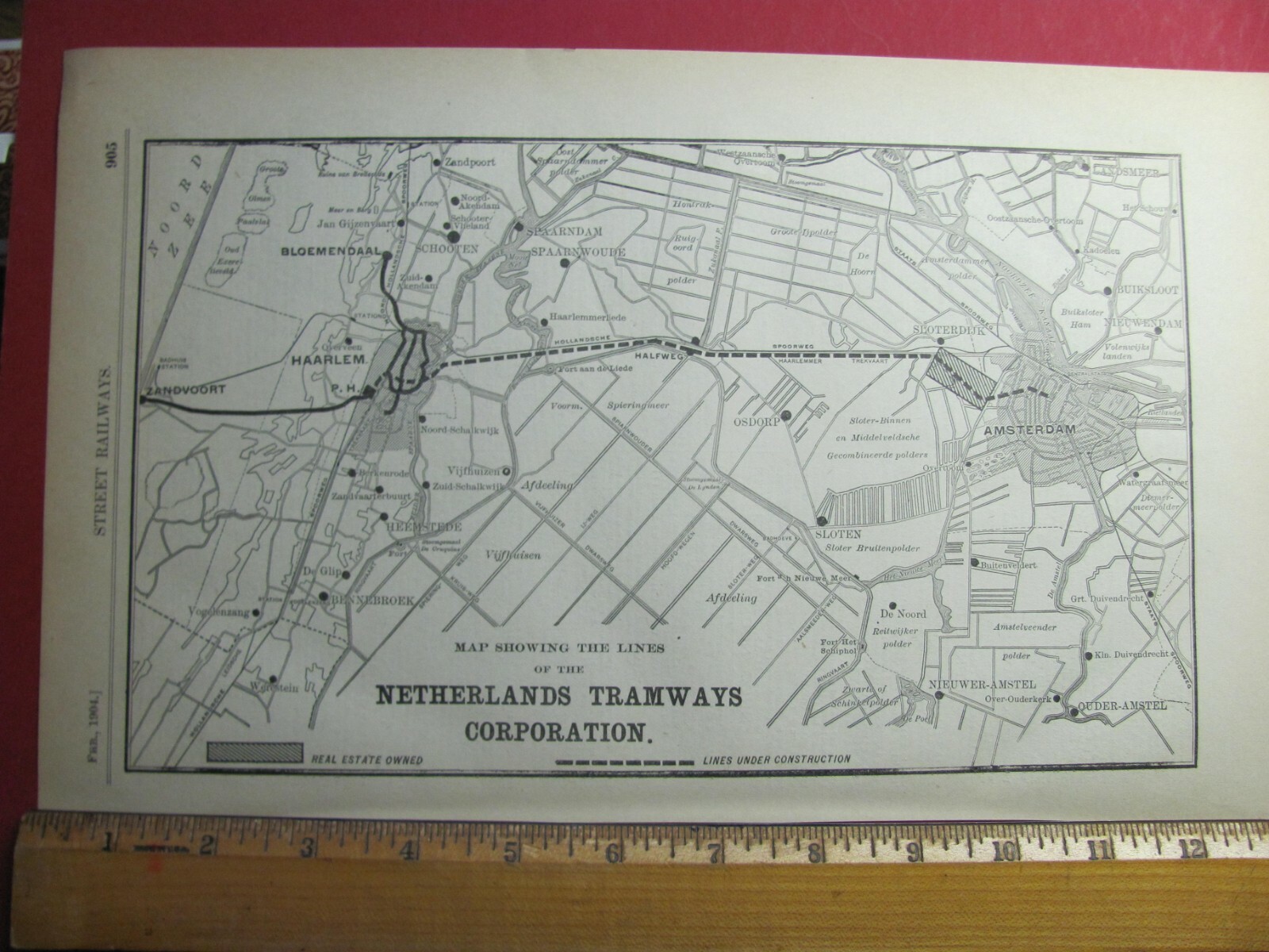 ORIGINAL 1904 NETHERLANDS TRAMWAYS CORPORATION SYSTEM MAP AMSTERDAM ...