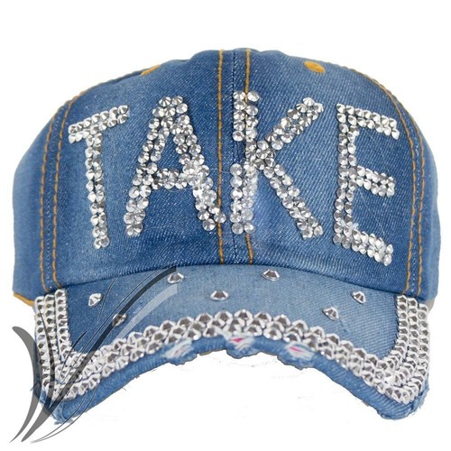 Cappello con visiera da donna tipo baseball berretto ragazza di jeans con  strass | eBay