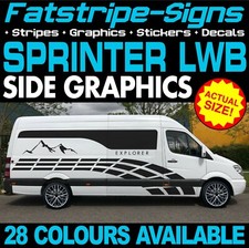 to fit MERCEDES SPRINTER LWB GRAPHICS STICKERS STRIPES RACE CAMPER VAN MOTORHOME
