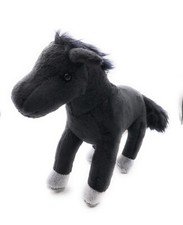 Plush Toy Stuffed Animal Fabric Animal Horse Black Standing 25 cm