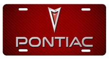 PONTIAC Inspired Art on Red simulated carbon fiber Aluminum License Plate