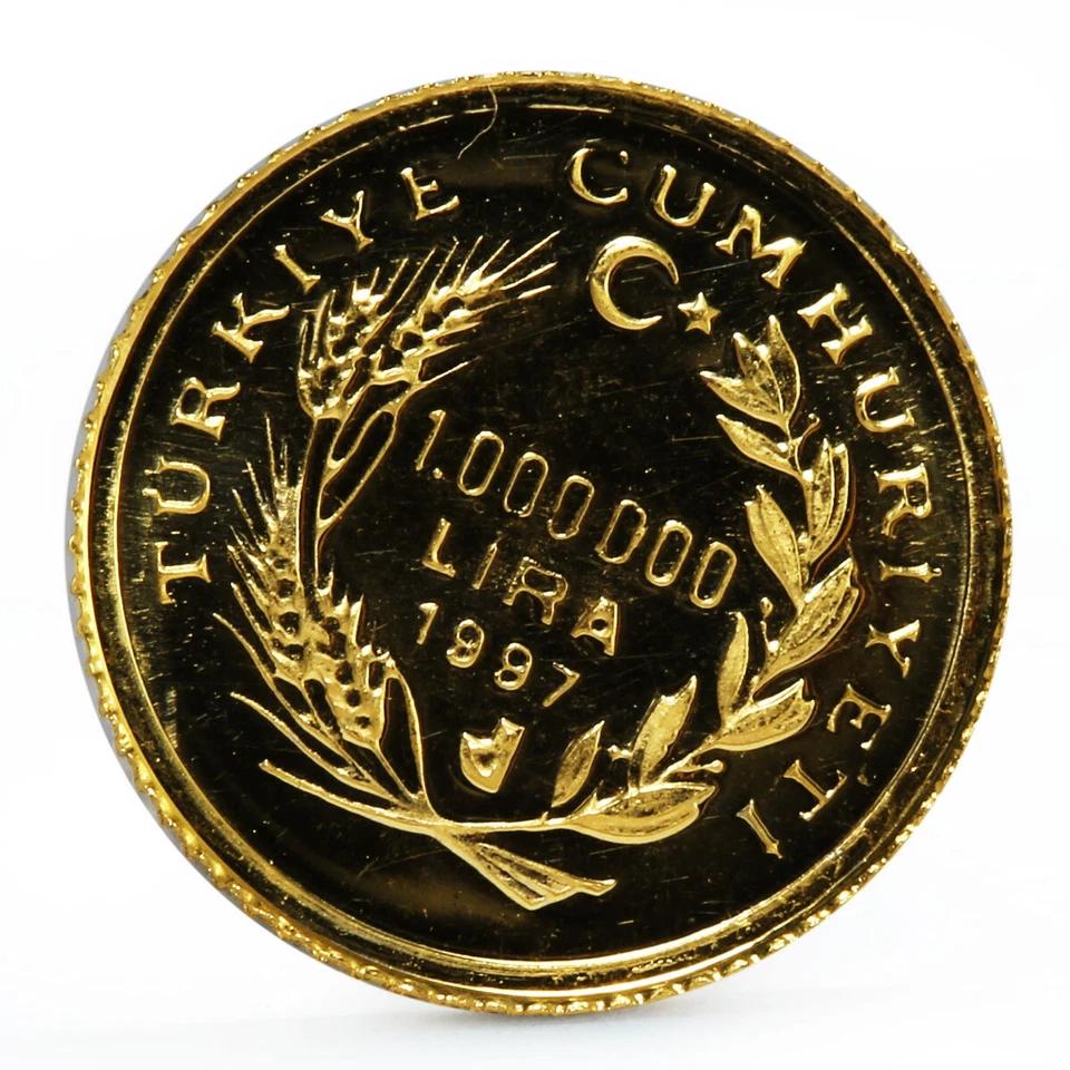 Turquía 1000000 liras Imperio Lidio serie Rey Céso moneda de oro 1997 Foto 2 de 4