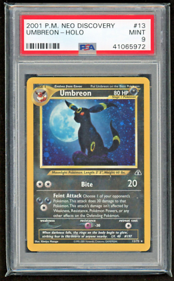 2001 UMBREON HOLO BLEED NEO DISCOVERY PSA 9 MINT #13/75 POKEMON