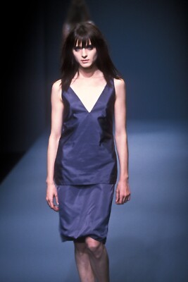 Prada Vintage Archive Fall 1999 Black Silk Drawstring Hem