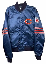 Vintage Starter Chicago Bears Jacket Sz L 90s USA Made NFL Satin Varsity Bomber