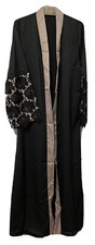 Big Sale Black Abaya Kaftan Jilbab Dress With Black Lace on Sleeves S M L XL
