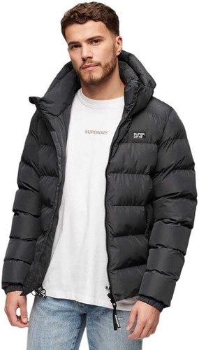 Superdry Mens Vintage Hooded Sports Puffer Jacket Quilted Ebony - Picture 2 of 4