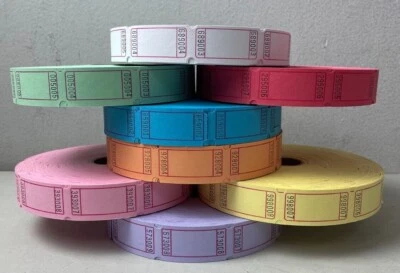 INDIANA TICKET COMPANY Blank Raffle Tickets Single Stub Roll of 2000 Fun Fair Carnival Fund Raiser