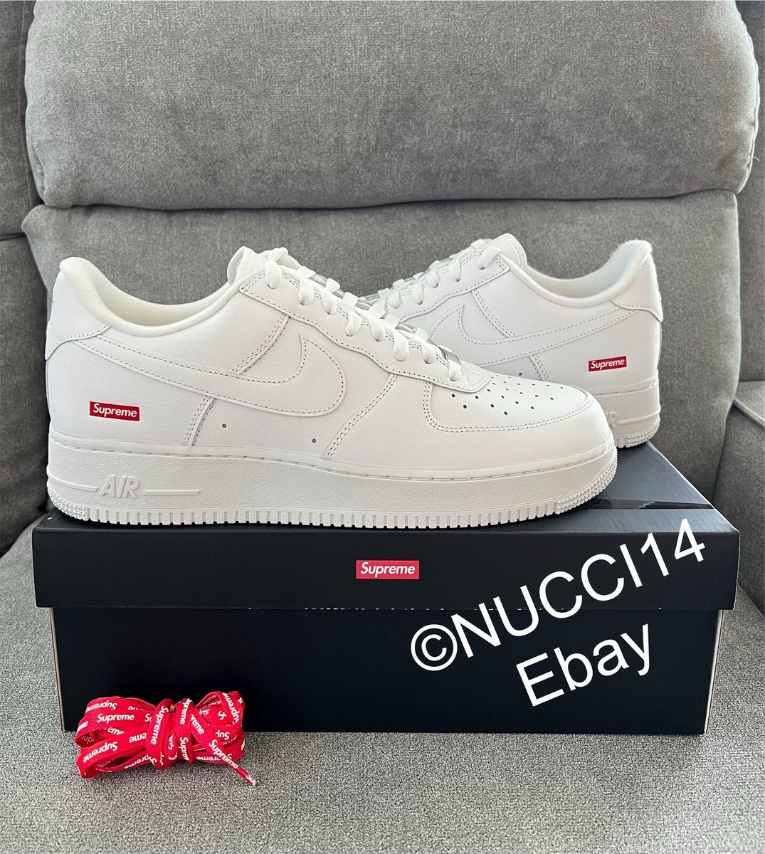 Nike Air Force 1 Supreme ホワイトー27 Size 12 - Nike Air Force 1 x Supreme Low Box Logo - White