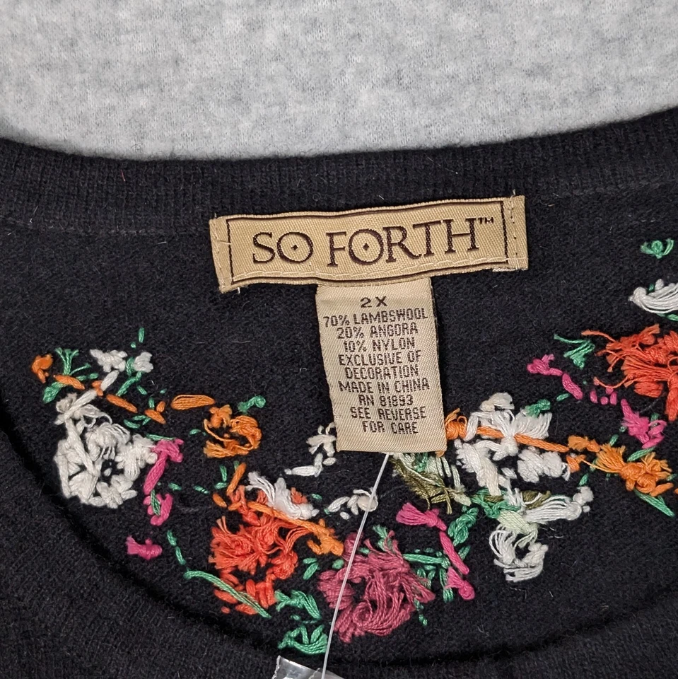 Cárdigan So Forth Mezcla Lana de Cordero Para Mujer 2x Suéter Bordado Cottagecore QVC Foto 3 de 4