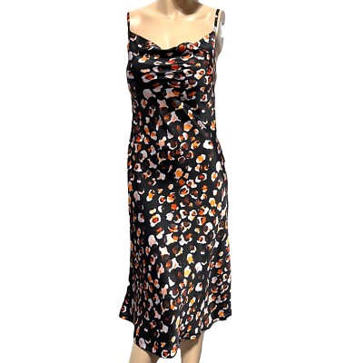 NASTY GAL Leopard Print Cowl Neck Slip Midi Dress Size NWT