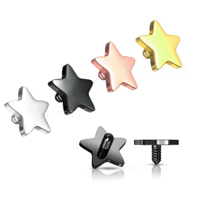  14G 4mm Flat Star Dermal Anchor Top Anodized 316L Surgical Steel 