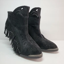 Not Rated Boots Women's Size 8.5 Black Fringe Booties Heels