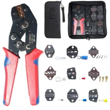 Plier Insulated Cable Connectors Terminal Ratchet Crimping Tool Wire Crimper