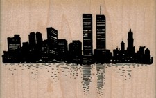 Skyline Black 4 x 2 1/2" Rubber Stamp, Structures Stamp