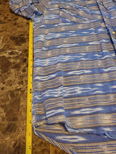 SALT VALLEY WESTERN Mens Sz L Blue/Yellow/White Stripped Pearl Snap Button-Front - Picture 9 of 12