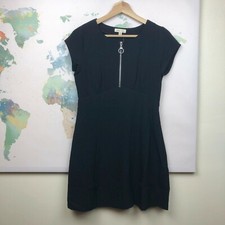 Urban Outfitters Dress Size 4 Black Mini Short Sleeves Zipper Front NWT $69