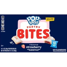 🟢 New Kellogg’s Pop Tarts Pastry BITES Frosted Strawberry Box 10 Pouches