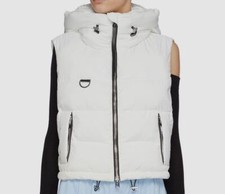 $598 Shoreditch Ski Club Women's White Hooded Alderney Puffer Vest Jacket Size M