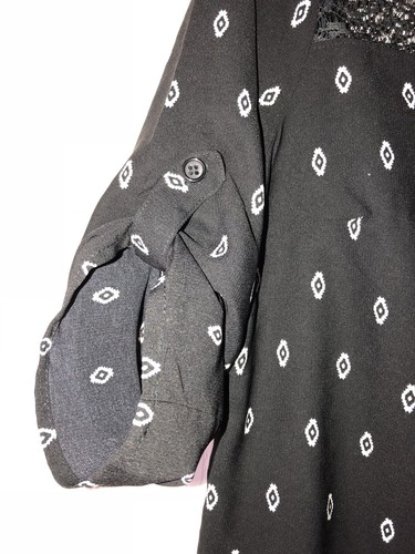 Rue 21 Black White tunic blouse long top dress? Lace tassel embellished EUC Sz S - Picture 3 of 8