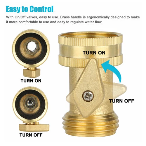 2PCS 3/4" Brass Garden Hose Shut Off Valve Water Pipe Faucet Hose Connector Set - Picture 2 of 8