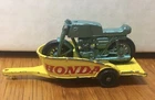 Vintage Matchbox Lesney No 38 Blue Honda Motorcycle With Yellow Trailer England