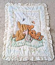 Classic Pooh baby crib quilt ruffle edge best friends Tigger Piglet comforter