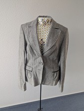 BIBA Blazer Damen Gr. 38 Grau – Schurwolle & Seide – elegant tailliert