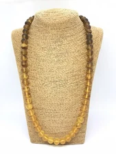 AMBER NECKLACE 70 cm 27,55" Round Beads Untreated Healing Unpolished 54,5g 11897