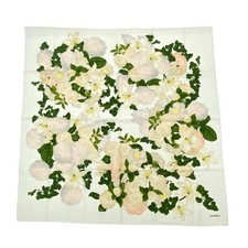 CHANEL large silk scarf with camellia floral pattern Unused From Japan