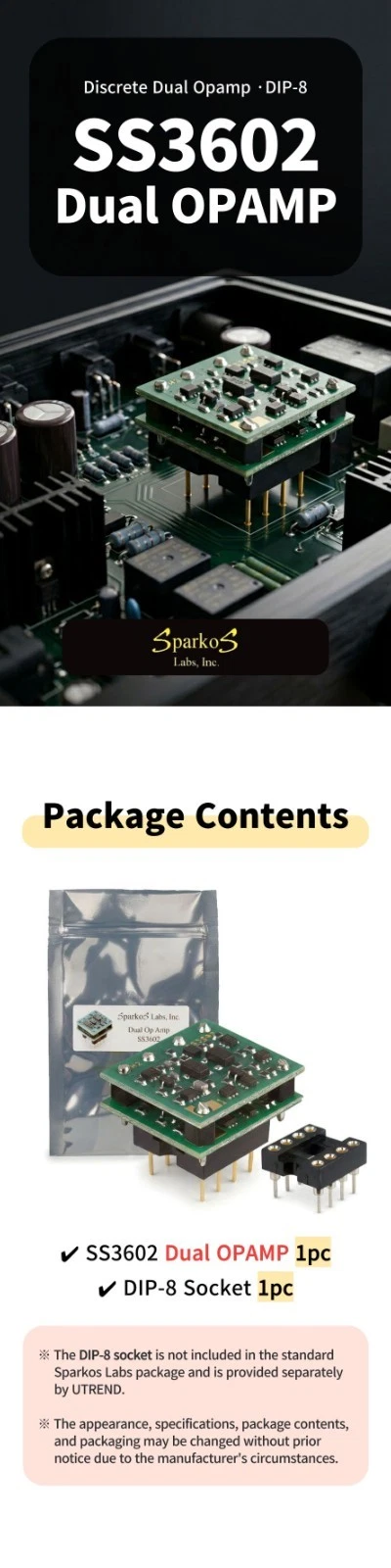 Sparkos Labs Dual Op Amp Discrete DIP8 SS3602 | eBay