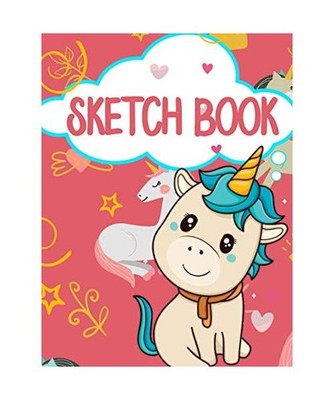 Sketch Book: Cute Kawaii Unicorn Hardcover 100 Sheets 203 Pages, 8.25x11 Inches 