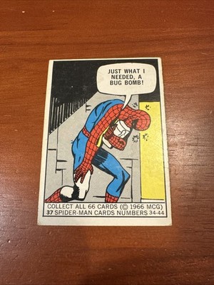 1966 DONRUSS MARVEL SUPER HEROES CARD # 37 SPIDER MAN ROOKIE Year CARD See Pics