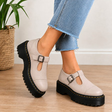 Dr. Martens Bethan Pisa Platform Mary Jane Shoes Parchment Beige Womens 9 EU 41