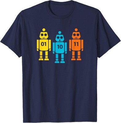 Funny Binary Code Robot 01 10 11 Tech Graphic Unisex T-Shirt