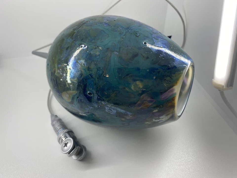 Stunning Bruck Green Egg Murano Millefiori Light Glass Fixture Pendant Lamp 6” - Image 3 of 4