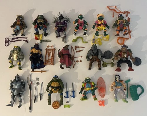 TMNT Ninja Turtles Action Figures LOT, Vintage & Accessories Weapons Toy Mutant