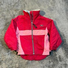 LL Bean Kids Pink and Red Ski Jacket warm insulated fleece jacket Size 6