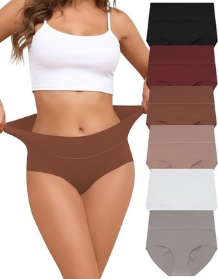 6er Pack Damen High Waist Nahtlose Slips Bequeme Unterwäsche Mehrpack S-XXL