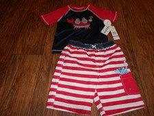 NEW with tags Wippette boys swim suit size 5 bathing 2 piece UPF 50 shorts shirt