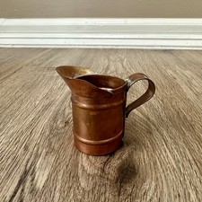 Vtg Copper Miniature Pitcher Doll Dollhouse Decorative Art Trinket Decor Signed
