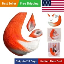 Anime Wolf Fox/Cat 25" Plush Tail  2 Clip Ears Prop Halloween Cosplay New